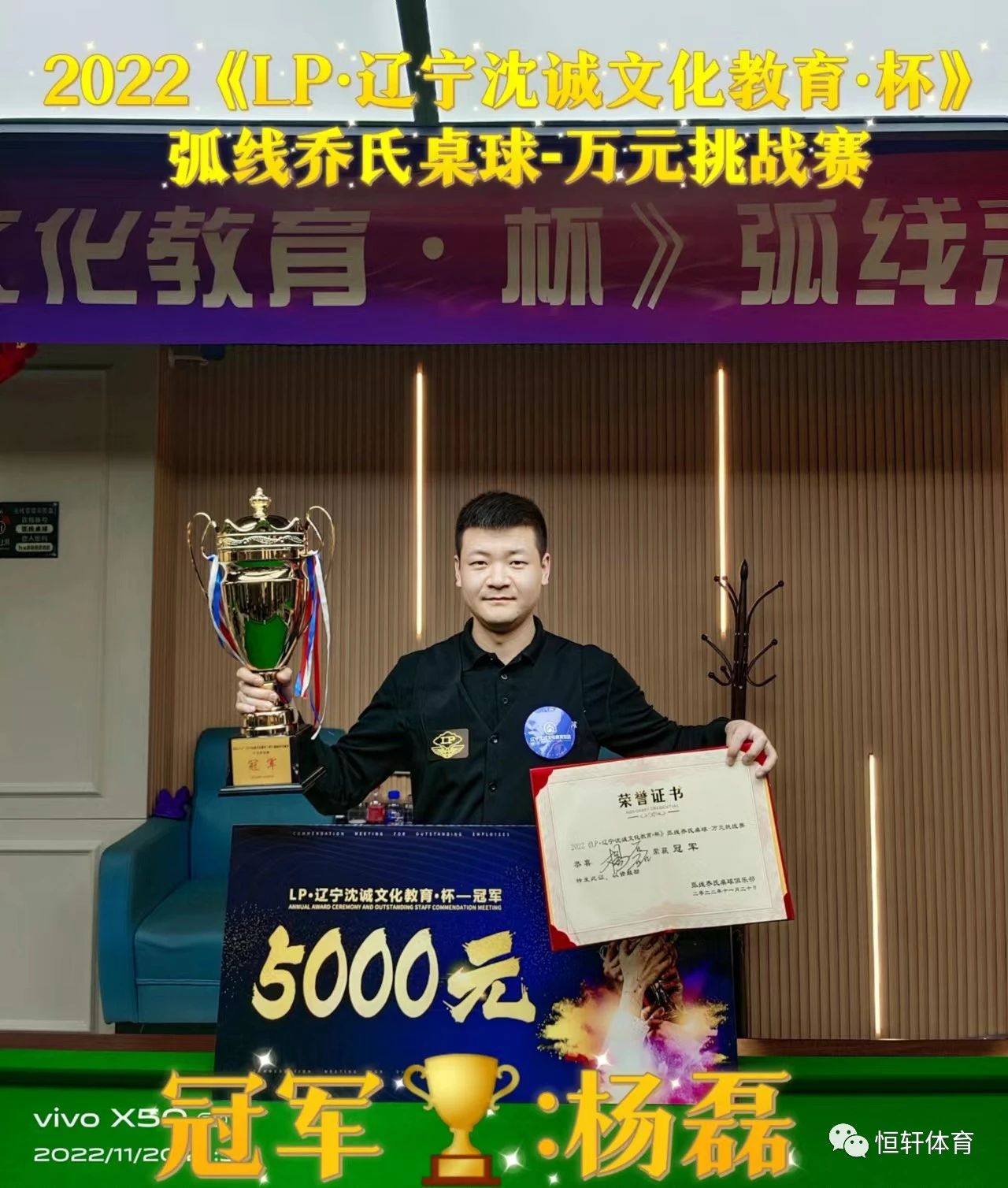 赛果 | LP辽宁沈诚文化教育·杯弧线乔氏桌球-万元挑战赛圆
