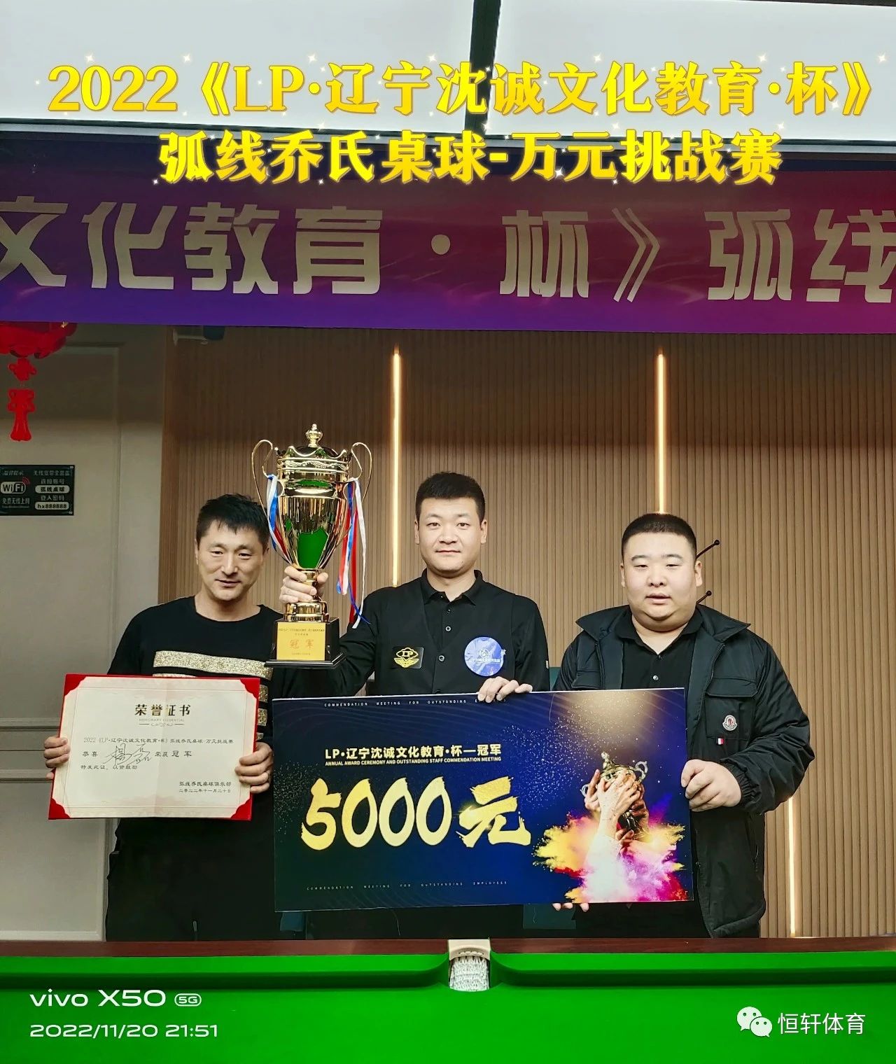 捷报 | 恭喜LP球员杨磊荣获LP辽宁沈城文化教育杯弧线乔氏